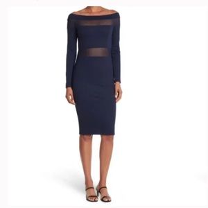 Love By Design mesh panel off the shoulder Bodycon dress navy size XS